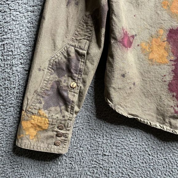 PRPS Shirt Men Large Paint Splatter Acid Wash Pockets Long Sleeve Button Up - Picture 5 of 16
